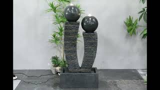 Tower Ball Duo Abstract Water Feature  Charcoal 107cm [upl. by Burbank]