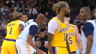 Chris Paul throws elbow at DAngelo Russell so DLo bumps him and they have words 👀 [upl. by Tsenrae319]