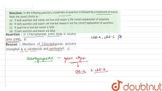 Assertion In chlorophyceae plant body is usually grass green Reason Members of chlorophyceae [upl. by Magnolia]