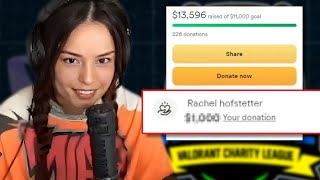 Valkyrae donates at The Nopixel Valorant Charity League [upl. by Ahsitak]