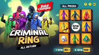 Date Changed ❌  All Criminal Bundle Return 😮  Mystery Shop Event Free Fire  Free Fire New Event [upl. by Wesla912]