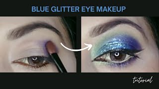 quotBold Blue Glitter Eye Makeup Tutorial  Glamorous amp Sparkly Lookquot [upl. by Nancey]