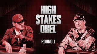 High Stakes Duel  Round 1  Antonio Esfandiari vs Phil Hellmuth [upl. by Strepphon]