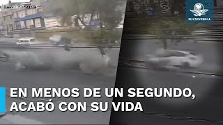 IMPACTANTE Captan momento exacto de choque de automovilista auto quedó destrozado [upl. by Lukash896]