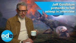 Jurassic World Jeff Goldblum pretends to fall asleep in interview [upl. by Horatius544]