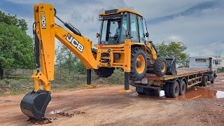 Our Brand New JCB 3DX Super 4x4 Unloading from Truck in Jcb Showroom 2024 [upl. by Ahsinauj]