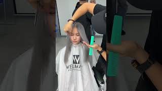 HAIR Cut with Super Gray Hair hairstyle hair trending colors colour hairstyle balayage [upl. by Ingemar]