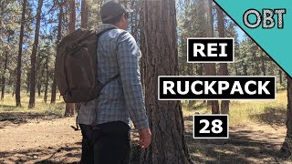 REI Ruckpack 28 Recycled Daypack Review Lightweight Hiking and Travel Backpack [upl. by Ellimahs271]