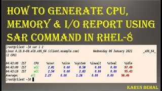 How to Generate CPU Memory and IO Report Using SAR Command in RHEL 8HindiBy Karun Behal [upl. by Ennayehc114]