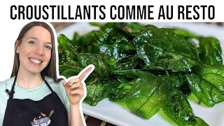 COMMENT FAIRE DES ÉPINARDS FRITS ÉPINARDS CROUSTILLANTS  CRISPY SPINACH  HOP DANS LE WOK [upl. by Benedic]