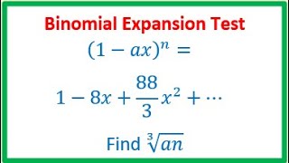 First three terms of Binomial Expansion 1axn is given find Exponent and constant [upl. by Byrd906]