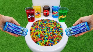 MampM Candy VS Mentos and Popular Sodas  Coca Cola Fruko Sprite Fanta and Mentos in the toilet [upl. by Isied]