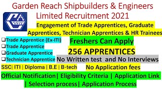 GRSE Recruitment 2021  Garden Reach Shipbuilders amp Engineers Limited Recruitment 2021  Apprentices [upl. by Anida669]