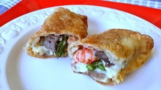 SURF N TURF EGG ROLLS  Garlic Mashed Potatoes Asparagus Steak and Langoustine Egg Rolls Recipe [upl. by Ahsineg717]