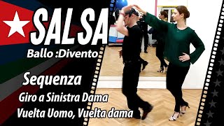 Salsa Sequenza Giro a Sinistra Dama Vuelta Uomo Vuelta Dama Luca e Debora [upl. by Esilenna703]