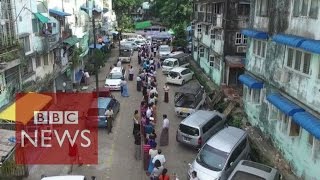 Myanmar election Drone footage shows long queues of voters  BBC News [upl. by Florinda]