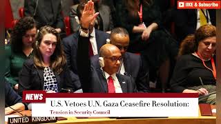 US Vetoes UN Gaza Ceasefire Resolution Tension in Security Council [upl. by Aimerej]