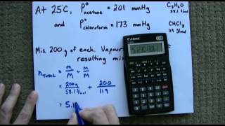 Raoults Law  Example Vapour Pressure of Mixture [upl. by Elmore598]