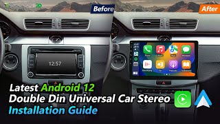 How to install Eonon 101quot Android 13 double din universal car stereo  Complete Installation  2023 [upl. by Ahsenek]