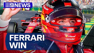 F1 fans celebrate Ferrari winning the Grand Prix in Melbourne  9 News Australia [upl. by Catlin691]