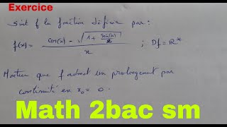 prolongement par continuitemath 2bac smexercice corrigi [upl. by Nan]