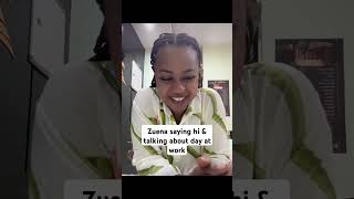 Bebe Cool wife Zuena Kirema saying hi amp talking about her day at work [upl. by Notirb]