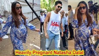 Heavily Pregnant Varun Dhawans Wife Natasha Dalal Unable To Walk with Huge Baby Bump [upl. by Oyek]