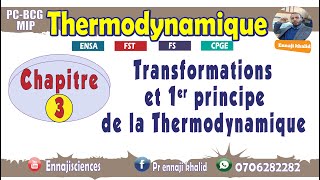 Transformations et 1er principe de la thermodynamique plan du chapitre [upl. by Releehw]