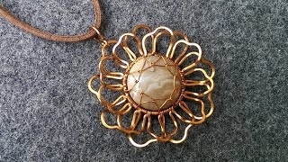 Copper wire flower pendant  handmade jewelry design 115 [upl. by Ytsrik]