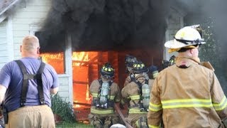 Firefighter Widow Maker  Garage Door LIVE BURN training AVOID THIS CLOSE CALL [upl. by Marja364]