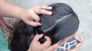 Lice and nit removal with oiling from black keen hair ASMR family vlogs [upl. by Eirene]