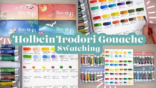 Holbein Irodori Artist Gouache  ALL SETS Swatching and Sharing My Thoughts [upl. by Redep]