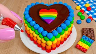 Satisfying Rainbow Heart Cake Decorating Ideas  Mini Chocolate Cake Recipe Hacks [upl. by Nnairrek]