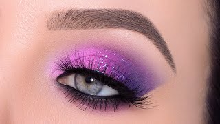 HOW TO Purple Glitter Smokey Eye Makeup tutorial [upl. by Kcirderf]