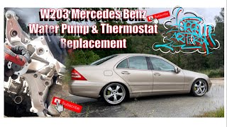 Stanced W203 Mercedes Benz C240  Water Pump amp Thermostat  DIY Replacement Instructions [upl. by Otreblada794]