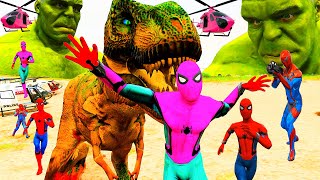 Đại Chiến Khủng Long Bạo Chúa Giải Cứu Siêu Nhân Khổng Lồ 25 Spiderman VS T REX  mắt khỉ vlog [upl. by Afnin453]