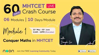 100 Free MHTCET LIVE Crash Course for Maths  MCQ amp PYQs  Dinesh Sir  Noon India [upl. by Aiuqes]