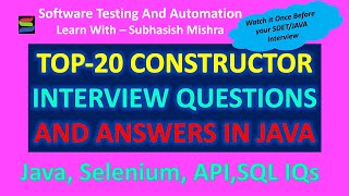 Top 20 Constructor Interview Questions and Answers in Java  SDET Interview  Java Interview [upl. by Siraj]