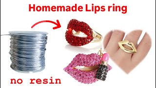 DIY Homemade cute love ringHow to make rings at homeEasy homemade Lips ring tutorialDIY best ring [upl. by Occir869]