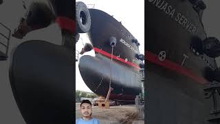 Heaving 😱 UP BIG ANCHOR OF TANKER VESSEL  trending vesselyoutubeshorts shipyard tanker shorts [upl. by Castorina512]