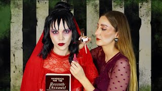 ASMR Extraordinary Transformation Lydia Deetz  Detailed Makeup Wig Styling Softspoken Cosplay [upl. by Amandi]