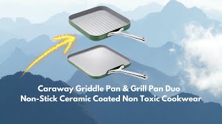 Caraway Griddle Pan amp Grill Pan DuoNonStick Ceramic Coated amp NonToxic Why You NEED these ad [upl. by Burkhard]