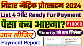 10th Scholarship ka paisa kab aaega  matric scholarship 2024 ka paisa kab aaega list 4  list 5 kab [upl. by Kym]