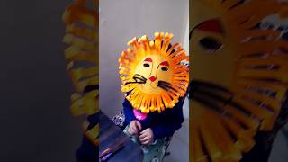 Animal Mask 🎭 🦁 lion face mask school function  make in 🏠like my youtube channelsuscribe [upl. by Milore541]