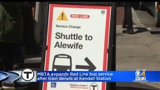 Shuttle Buses To Replace MBTA Red Line Service Between Alewife And Park Street Station After Derailm [upl. by Dave931]