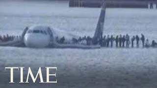 Footage Of The US Airway Plane Landing On Hudson River In 2009  TIME [upl. by Symer]