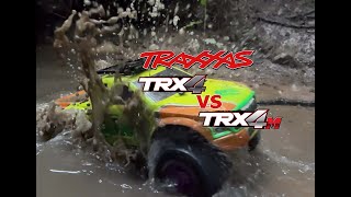 Traxxas TRX4M VS the mighty HobbyWing Brushless TRX4 trail driving in the mud [upl. by Urd]