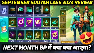 NEXT SEPTEMBER MONTH BOOYAH PASS 2024 FREE FIRE NEW ELITE PASS SEASON 21 FULL REVIEW BUNDLE FF EMOTE [upl. by Nnyltiac]