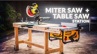 Simple but Highly Functional WORKBENCH with Table Saw and Miter Saw Stations [upl. by Sitarski]