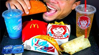 ASMR MCDONALDS WENDYS TACO BELL MUKBANG EATING SHOW SOUNDS JERRY BIG BITES [upl. by Llerrehc]